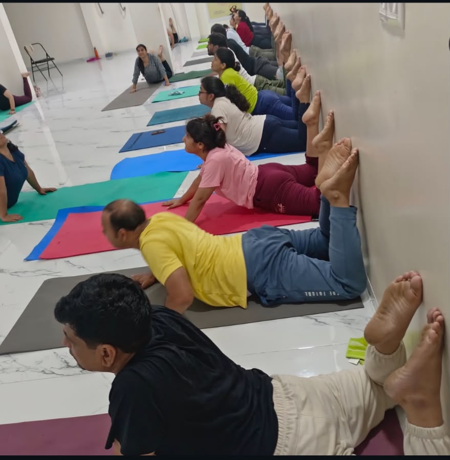 Candid yoga lunge pose